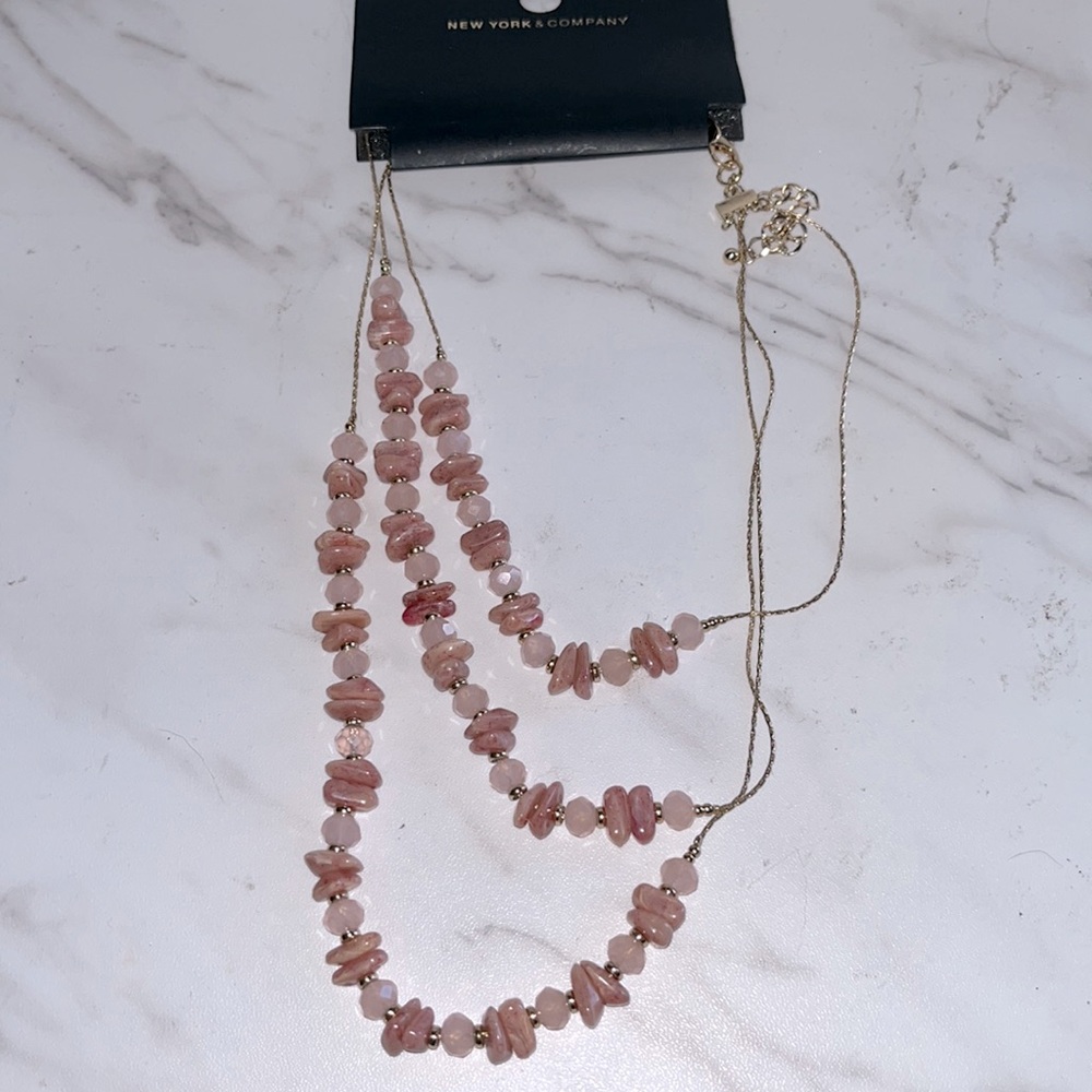 NEW New York and co layered pink crystal stone necklace